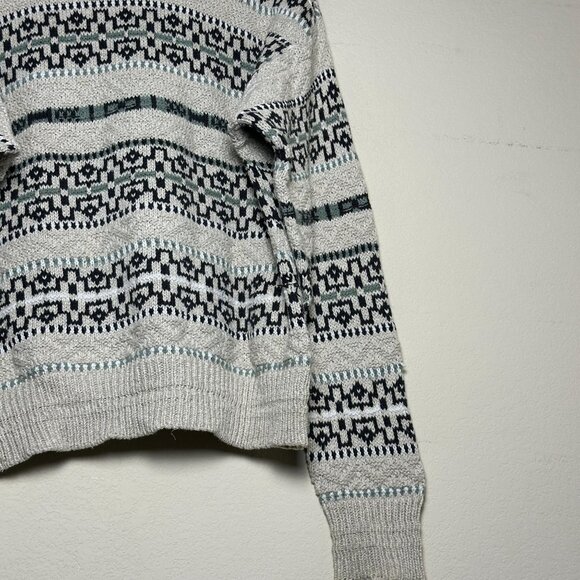 VTG Jantzen Sweater Men M Christmas Crew Knit Winter 90s Black White Abstract - Picture 11 of 12